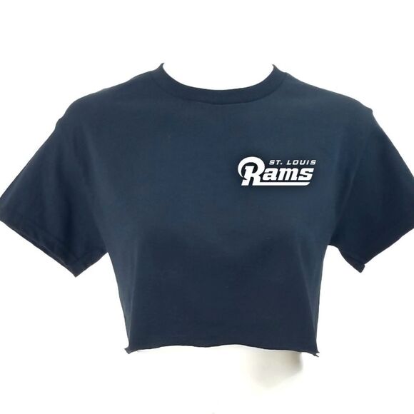 ST. LOUIS RAMS Double Script Retro Logo Cropped Crop Top Football Jersey Tee 90s - Picture 1 of 3